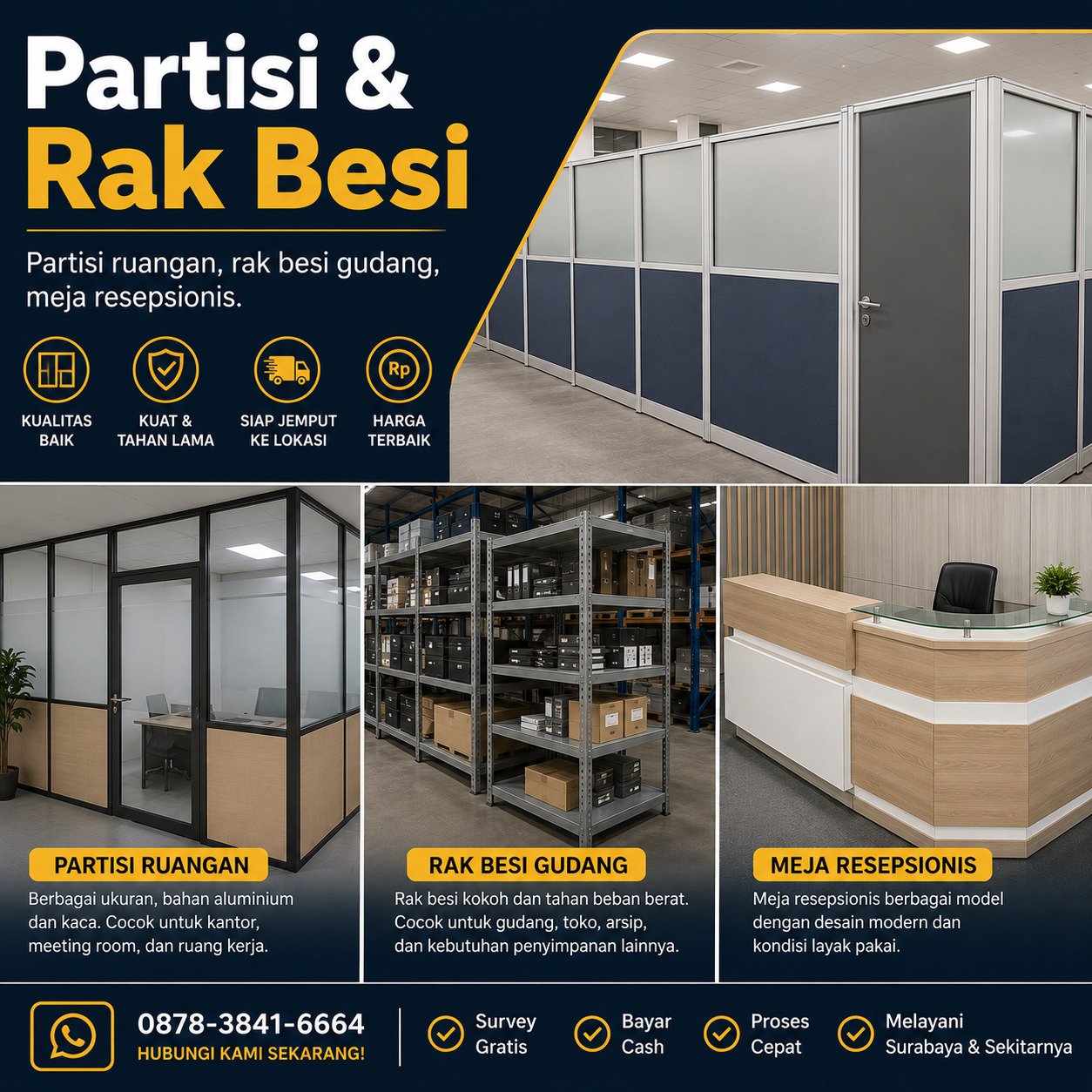 Jual beli partisi dan rak besi kantor bekas Surabaya
