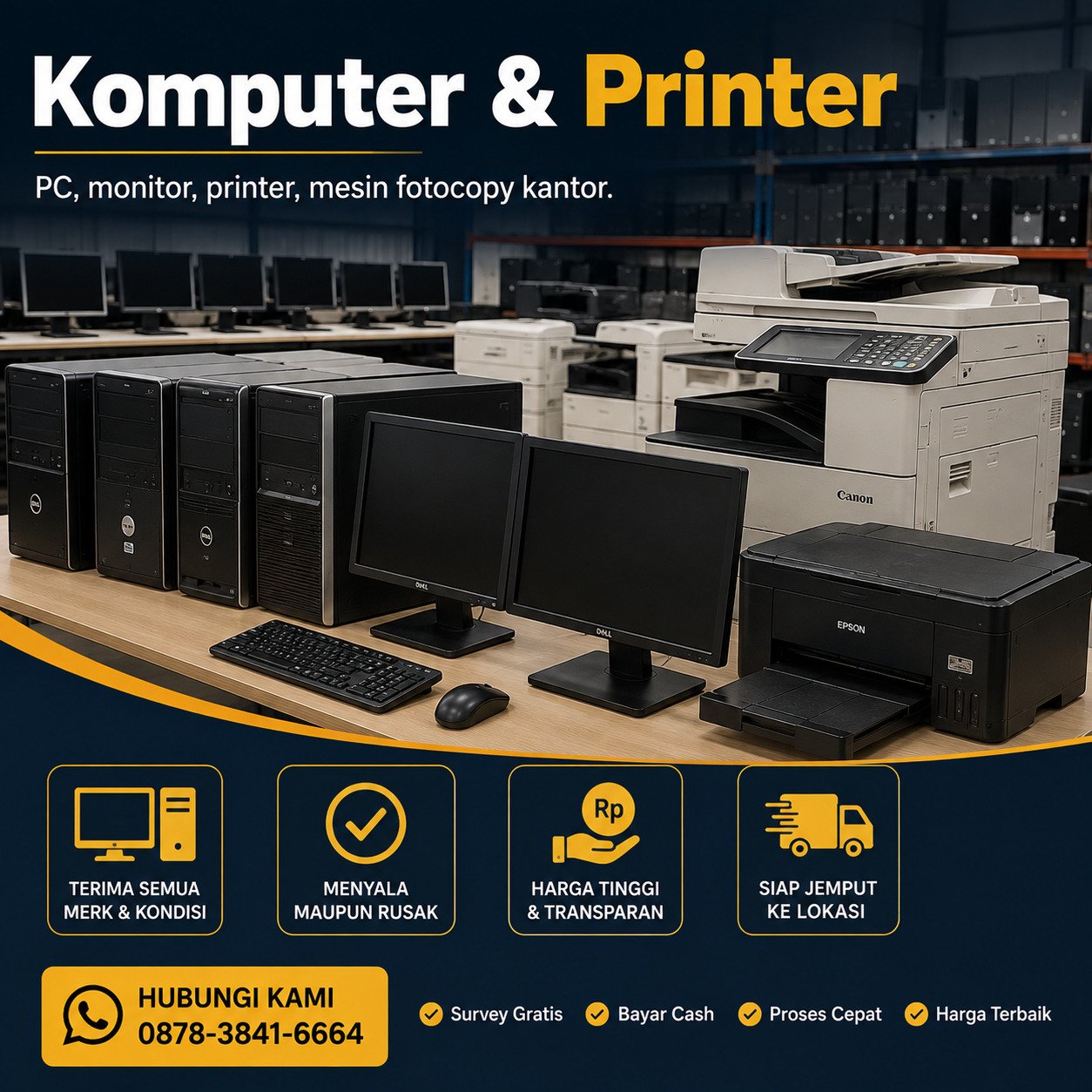 Jual beli komputer dan printer kantor bekas Surabaya